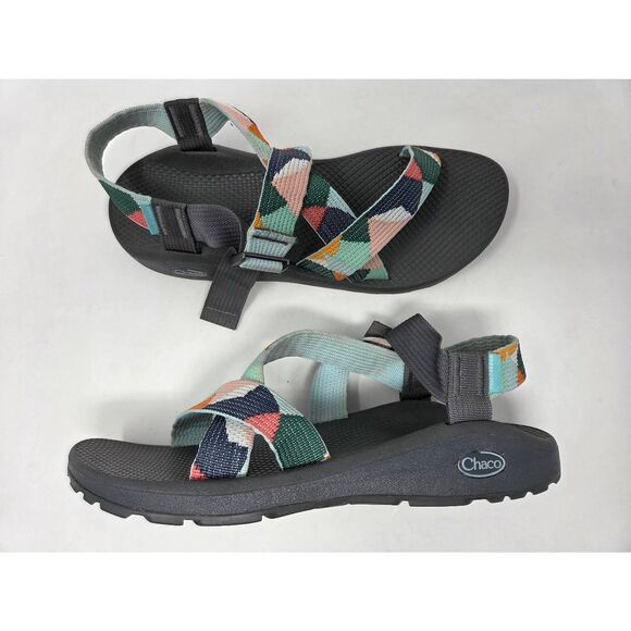 CHACO WOMENS SZ12 MEGA Z CLOUD STRAPPY SANDAL BUCKLE KALEIDO KATYDID COLORBLOCK - Picture 1 of 9